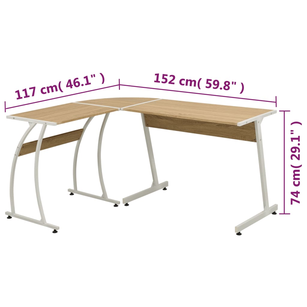 Corner Desk L-Shaped Oak