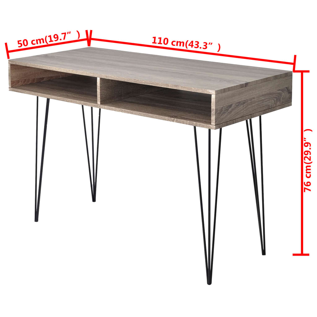 Desk | Grey and oak | MDF and Metal | 110 x 50 x 76 cm | Desk