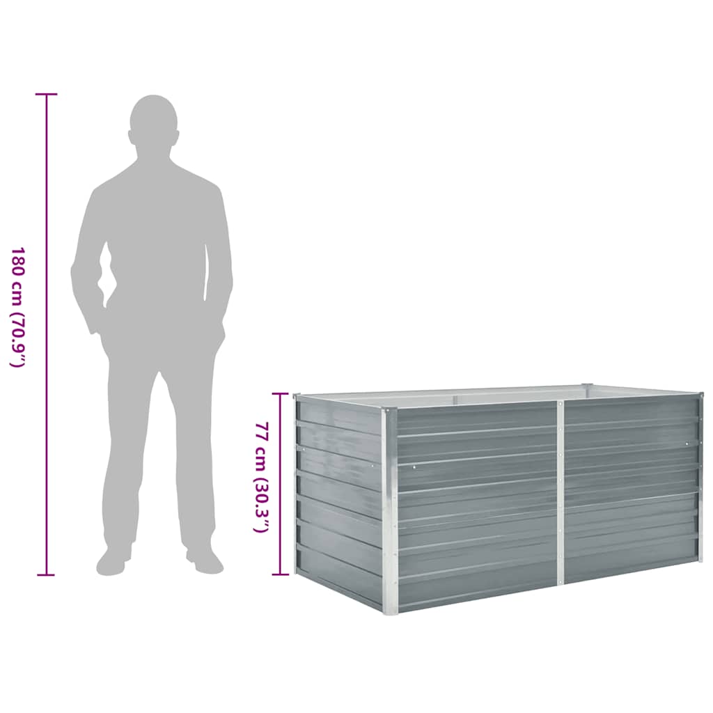 Raised Garden Bed 160x80x77 cm Galvanised Steel Grey