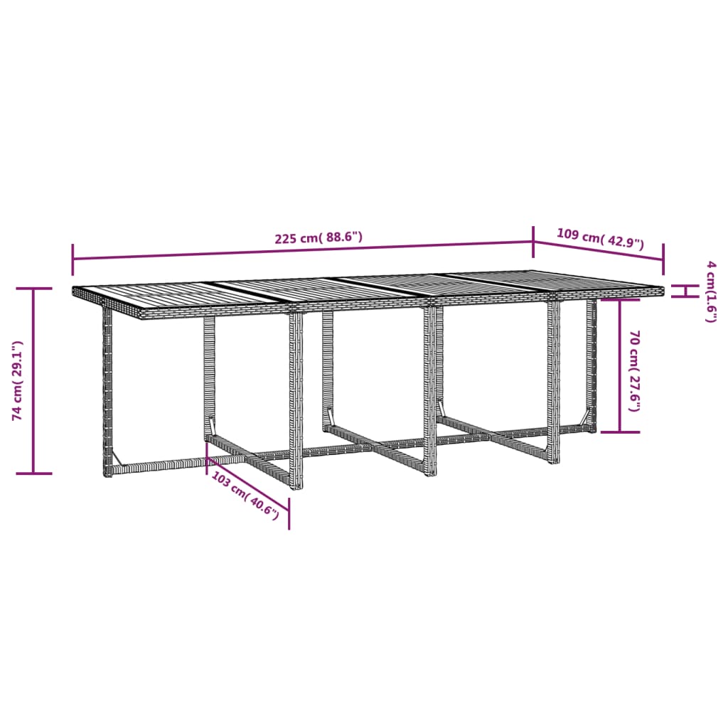 13 Piece Patio Dining Set Poly Rattan and Acacia Wood Black
