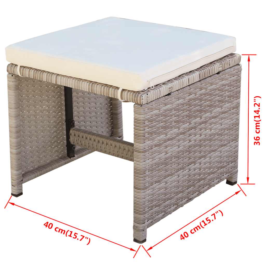 42558 vidaXL 13 Piece Outdoor Dining Set with Cushions Poly Rattan Beige