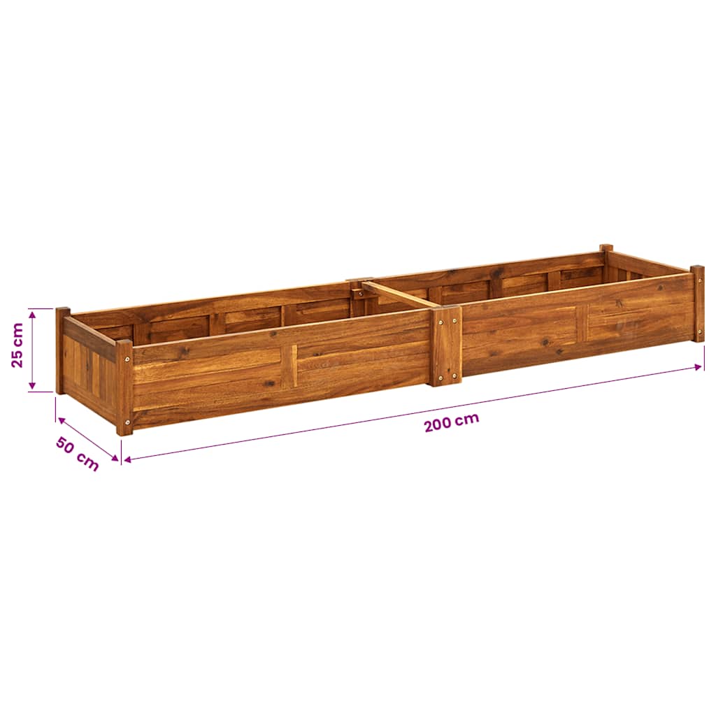 Garden Raised Bed Acacia Wood 200x50x25 cm