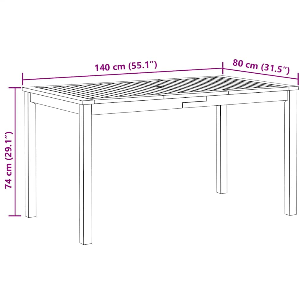 vidaXL Garden Table Varied wood tones Solid Acacia Wood Medium Durable