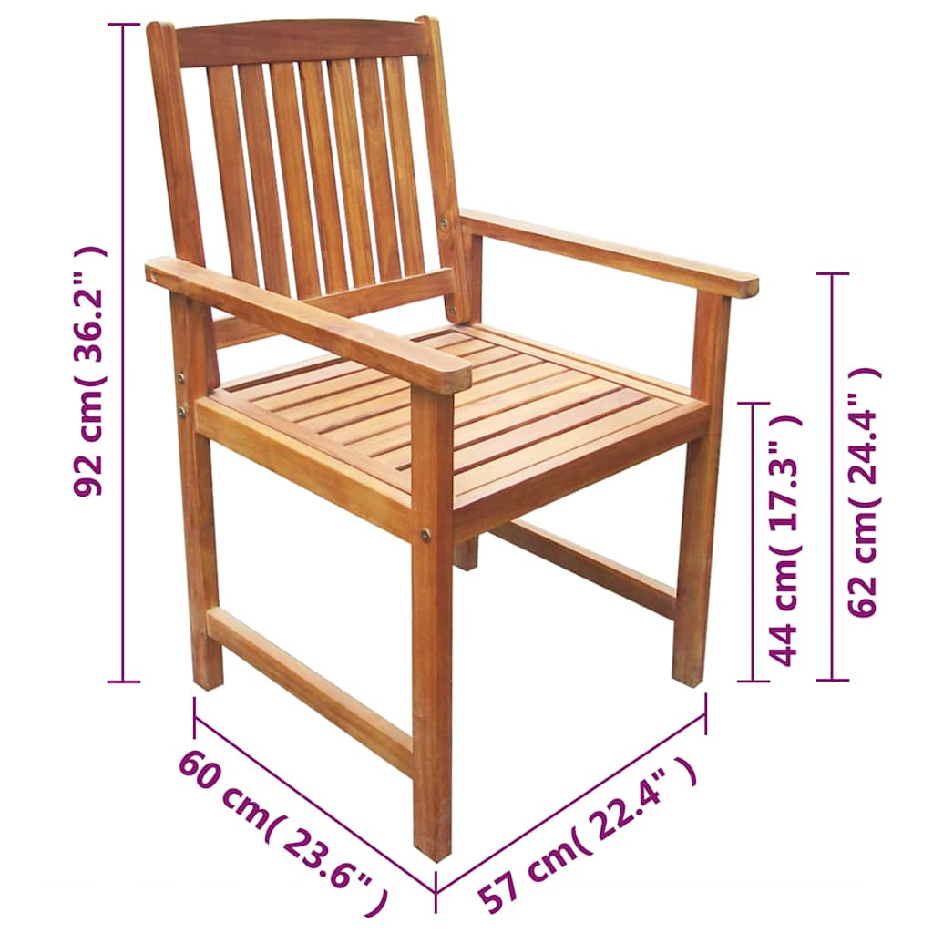 Patio Chairs 2 pcs Solid Acacia Wood Brown