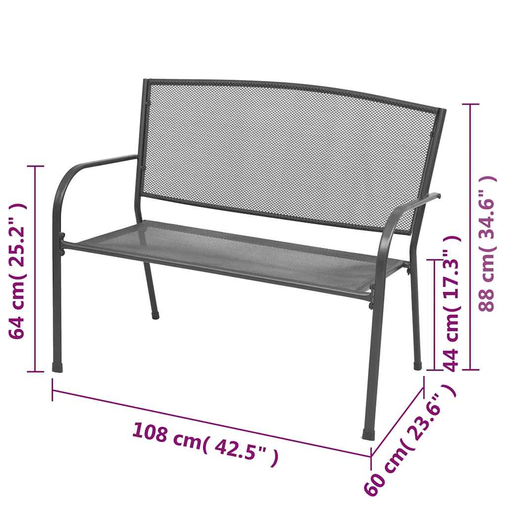Garden Bench 108 cm Steel and Mesh Anthracite