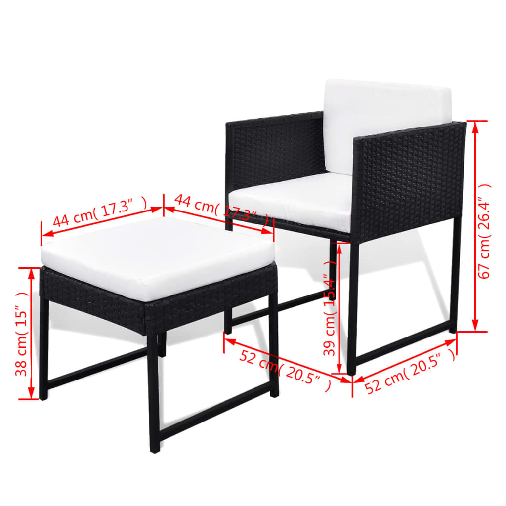 9 Piece Patio Dining Set with Cushions Poly Rattan Black