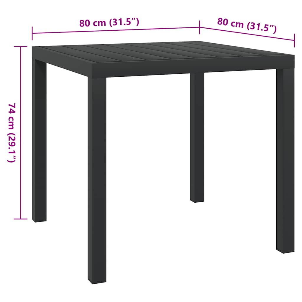 Garden Dining Table | Black | Aluminium | 80 x 80 x 74 cm | Dining Table