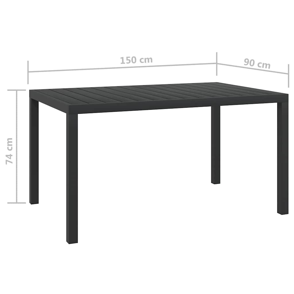 Garden Dining Table | Black | Aluminium and WPC | Large