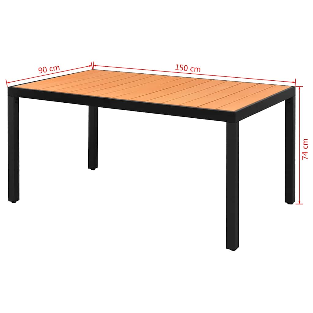 Garden Dining Table | Brown | Aluminium | 150 cm x 90 cm | Durable