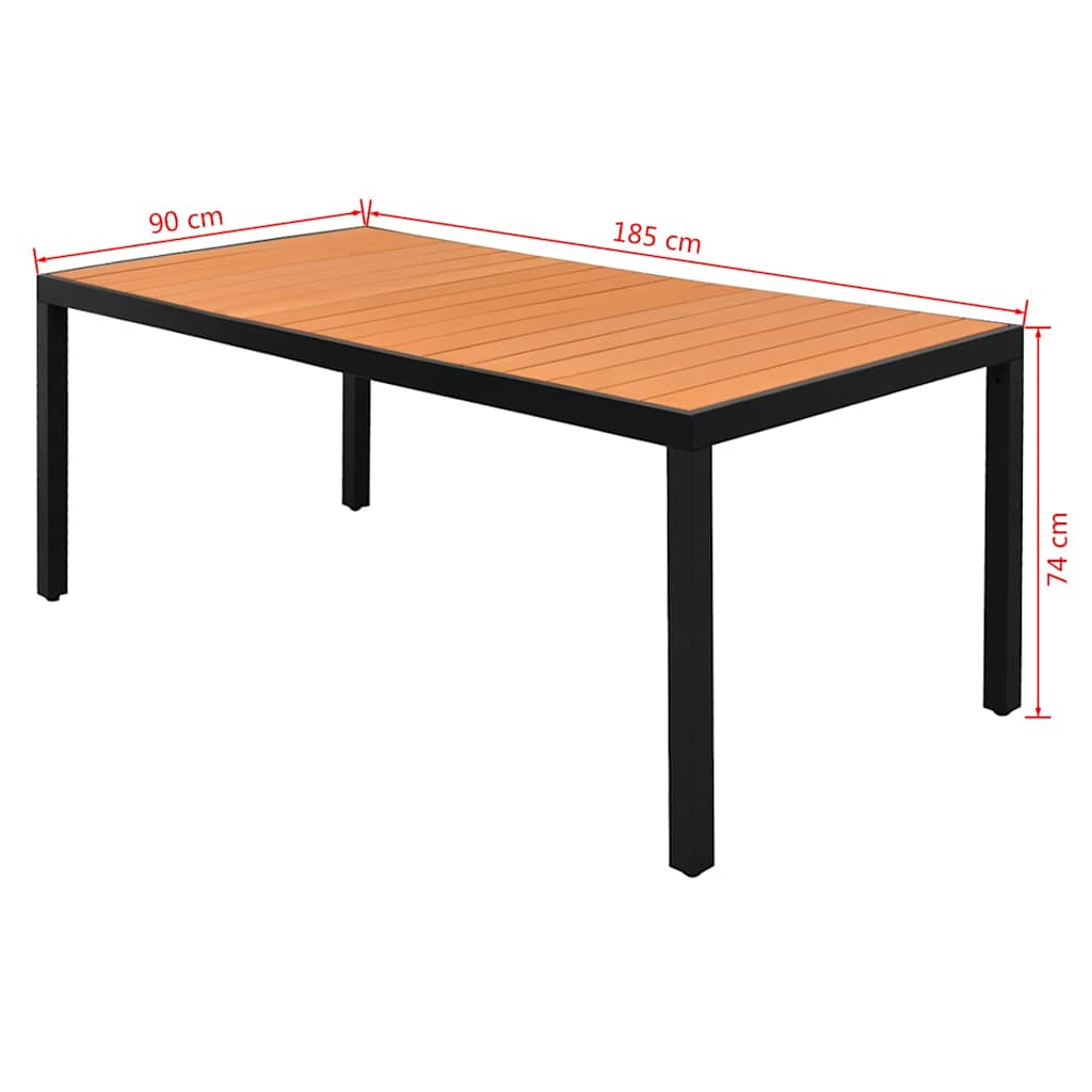 Garden Dining Table | Brown | WPC top | 185x90x74 cm | Durable