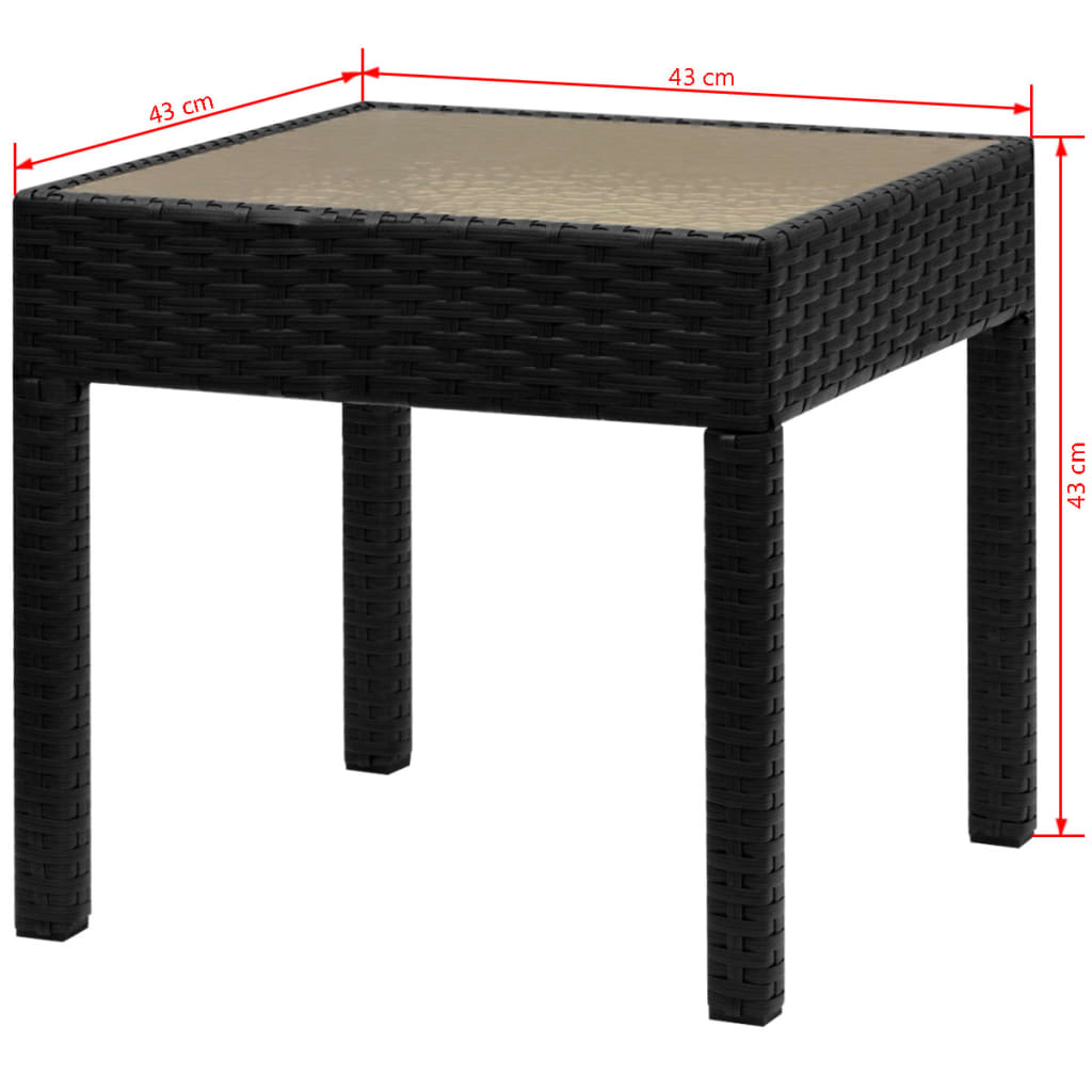 Patio Furniture | Black | Powder-coated steel, PE rattan, Glass | Medium