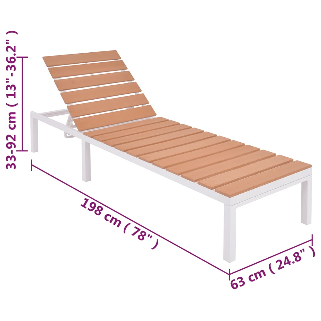 Sun Lounger with Table Aluminum WPC and Brown