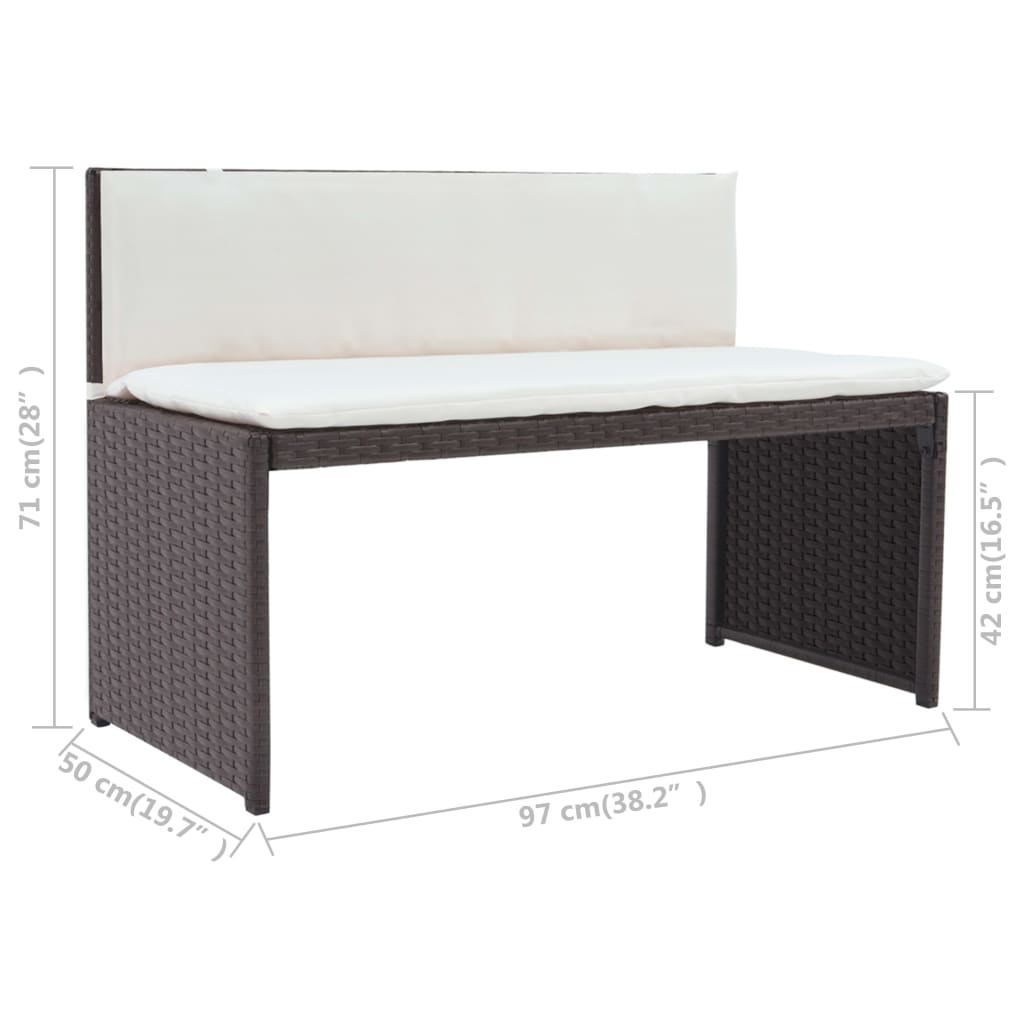 5 Piece Patio Dining Set Steel Poly Rattan Brown
