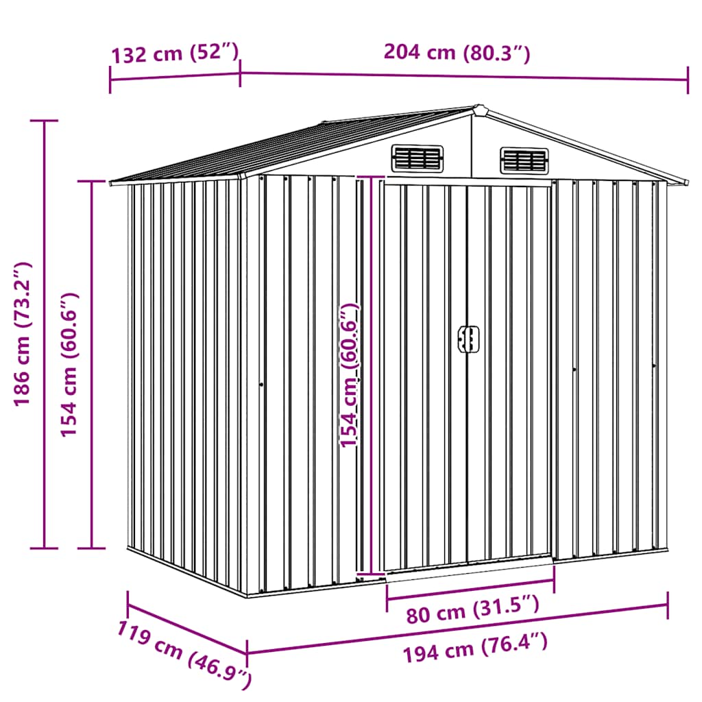 Garden Shed | Green | Galvanised steel | Large | Durable | Garden Shed