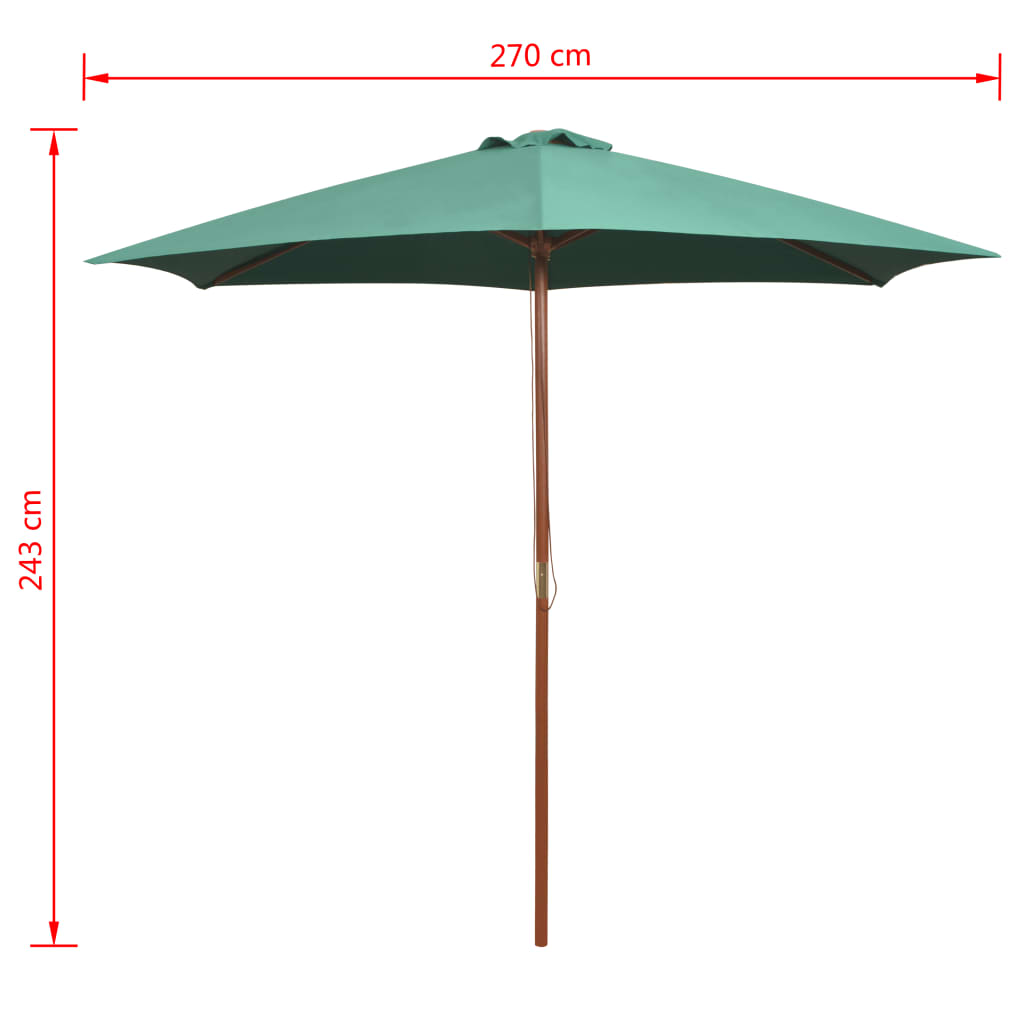 Garden Parasol | Green | Polyester with hardwood pole and bamboo ribs