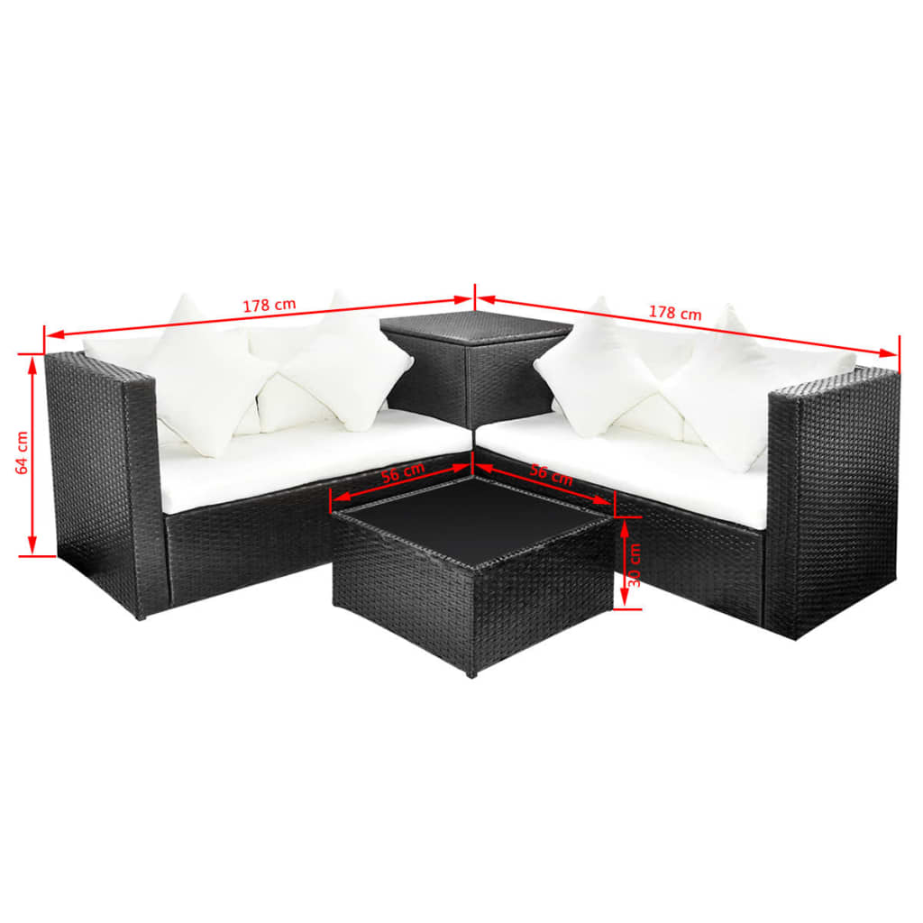 Patio Furniture | Black | PE Rattan | Garden Lounge Set | Rectangular