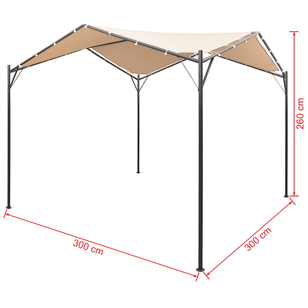 Gazebo | Beige | Steel | 3x3m | Foldable | Gazebo | Rectangular | Modern