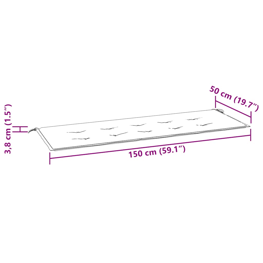 Garden Bench Cushion Cream 59.1"x19.7"x1.6" Oxford Fabric
