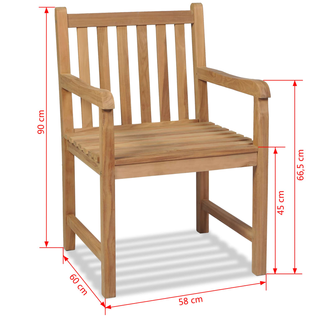 Outdoor Chair | Set of 2 | Brown | Solid Teak Wood | Standard | Durable