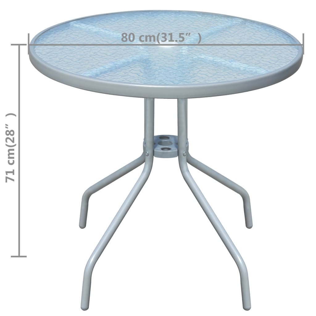 Outdoor Table | Grey | Powder-coated steel, tempered glass | Medium