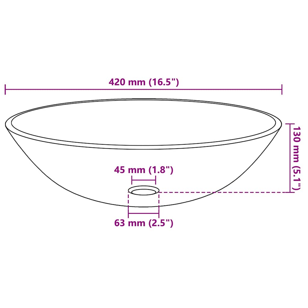Basin Tempered Glass 16.5" Brown