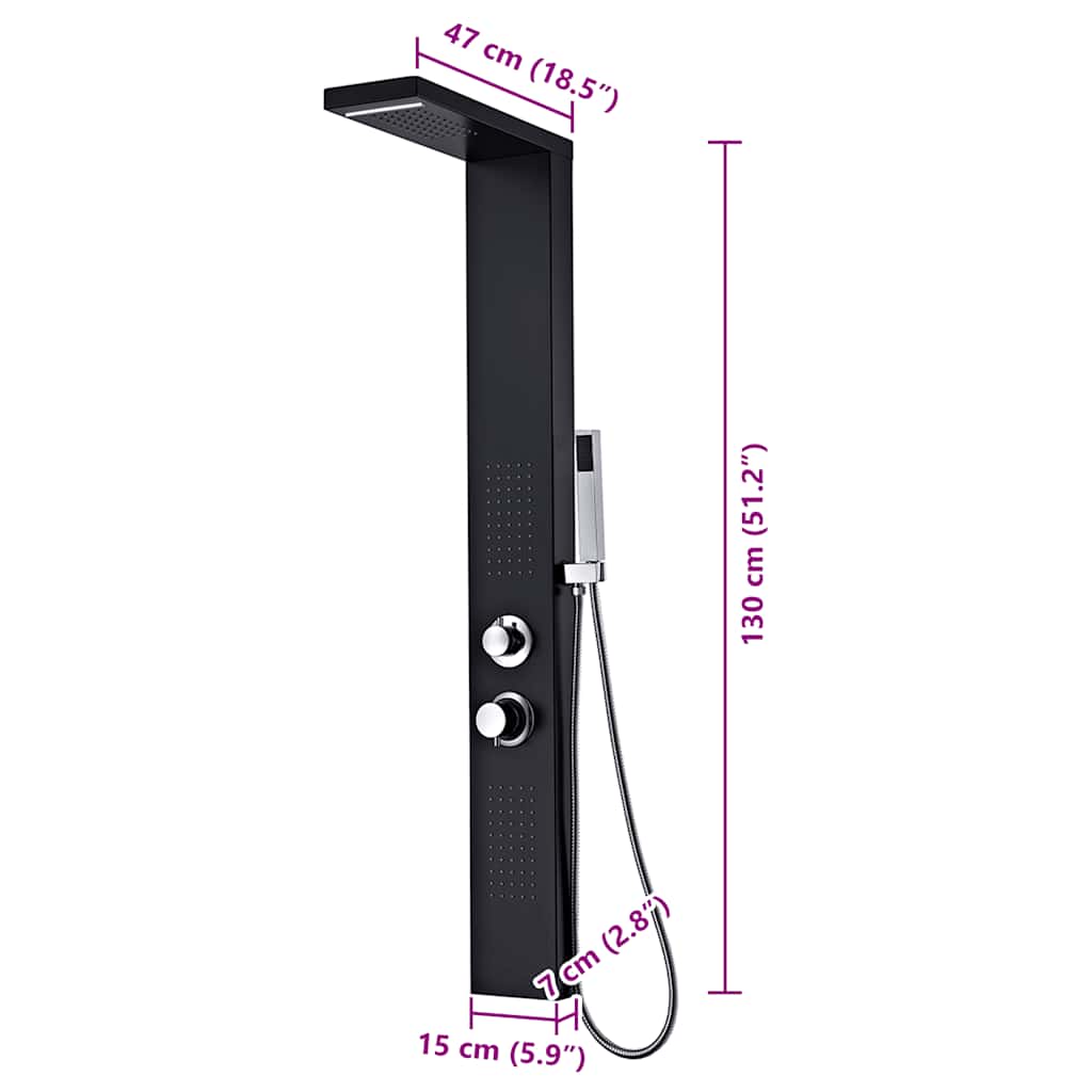 Shower Panel System Aluminium Matte Black