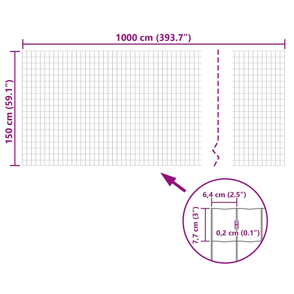 142522 vidaXL Euro Fence Steel 10x1,5 m Grey