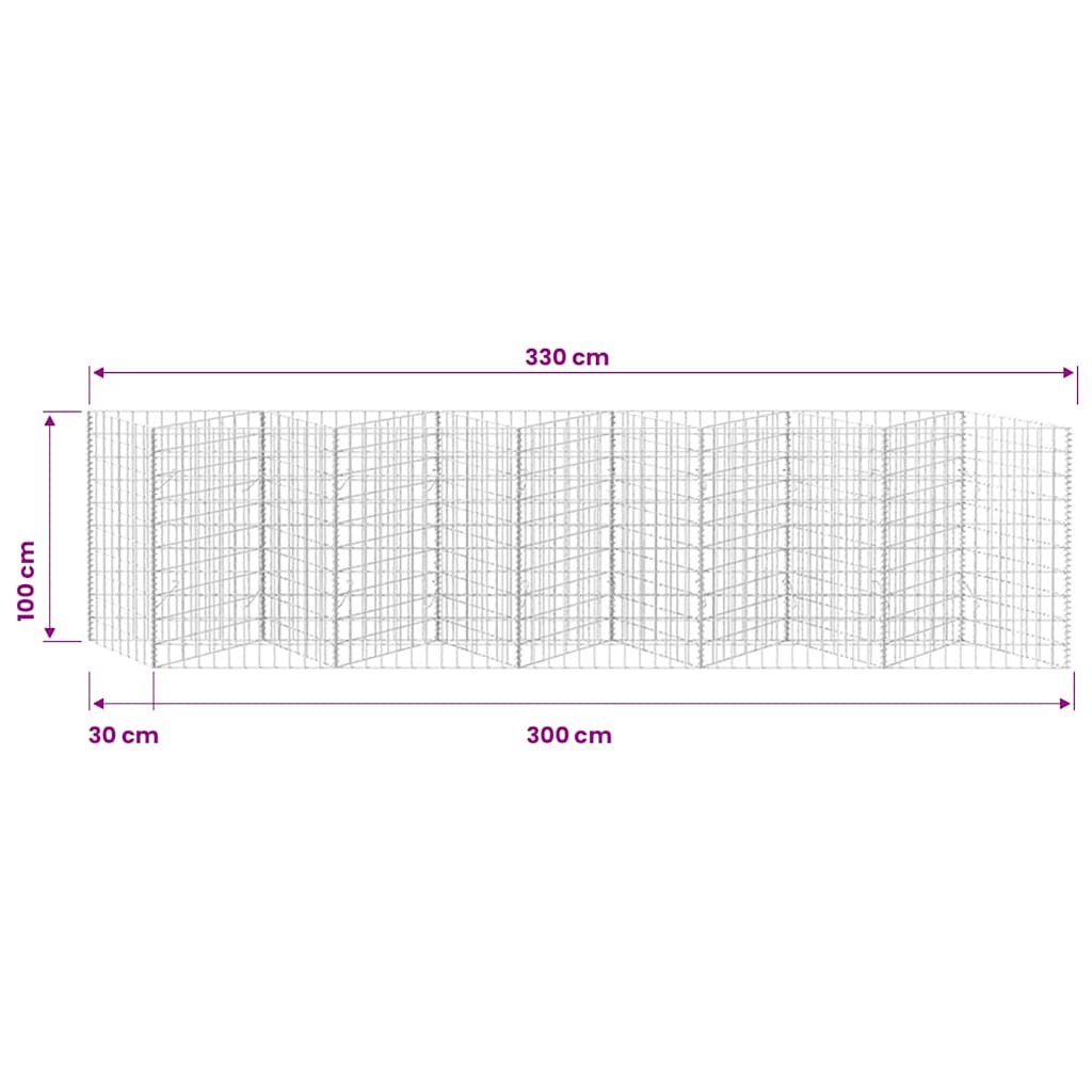 Gabion Basket Galvanised Steel 300x30x100 cm