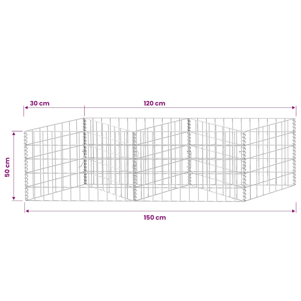 Gabion Basket Galvanised Steel 120x30x50 cm