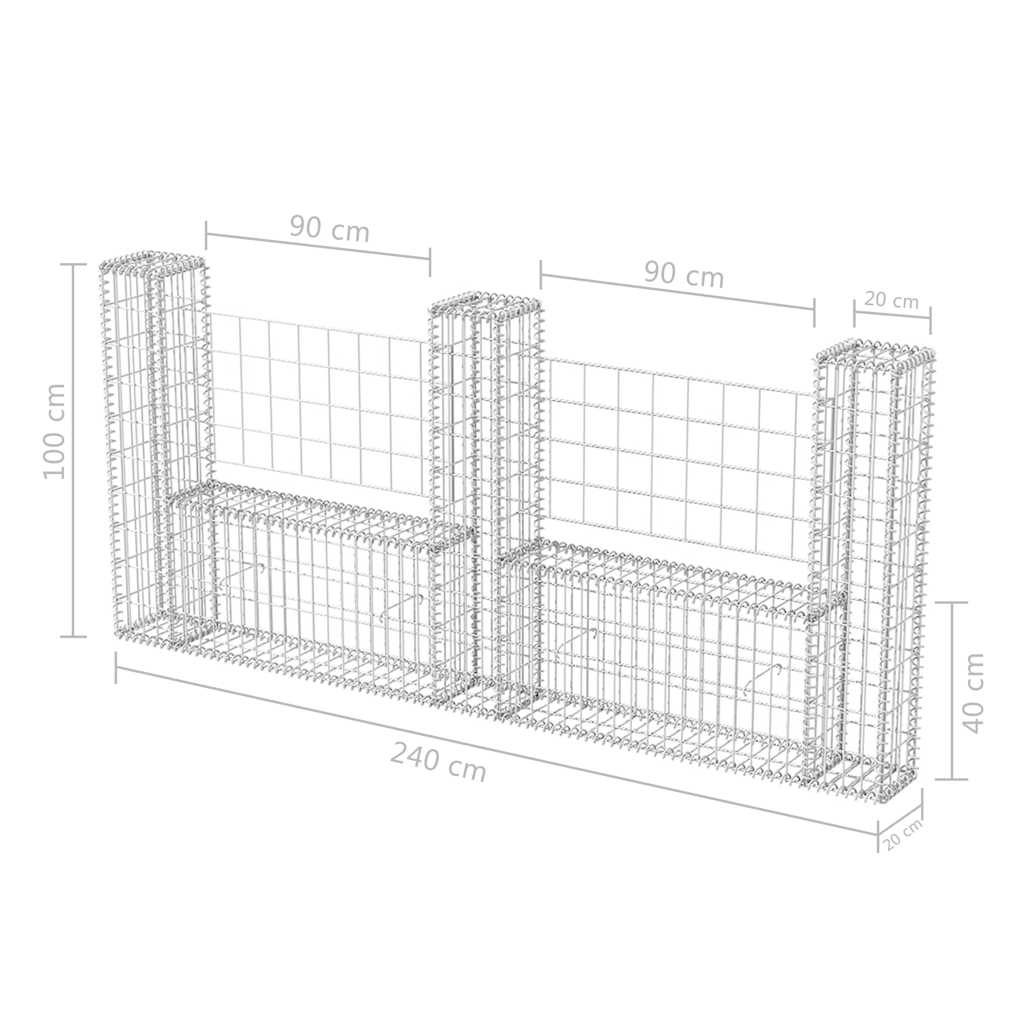 Gabion Basket U-Shape Galvanized Steel 94.5"x7.9x39.4