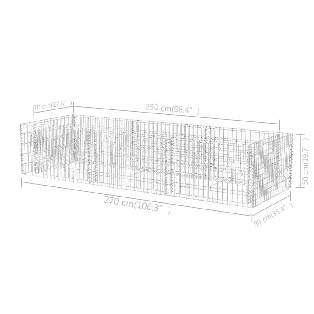 Gabion Raised Bed Steel 106.3"x35.4"x19.7