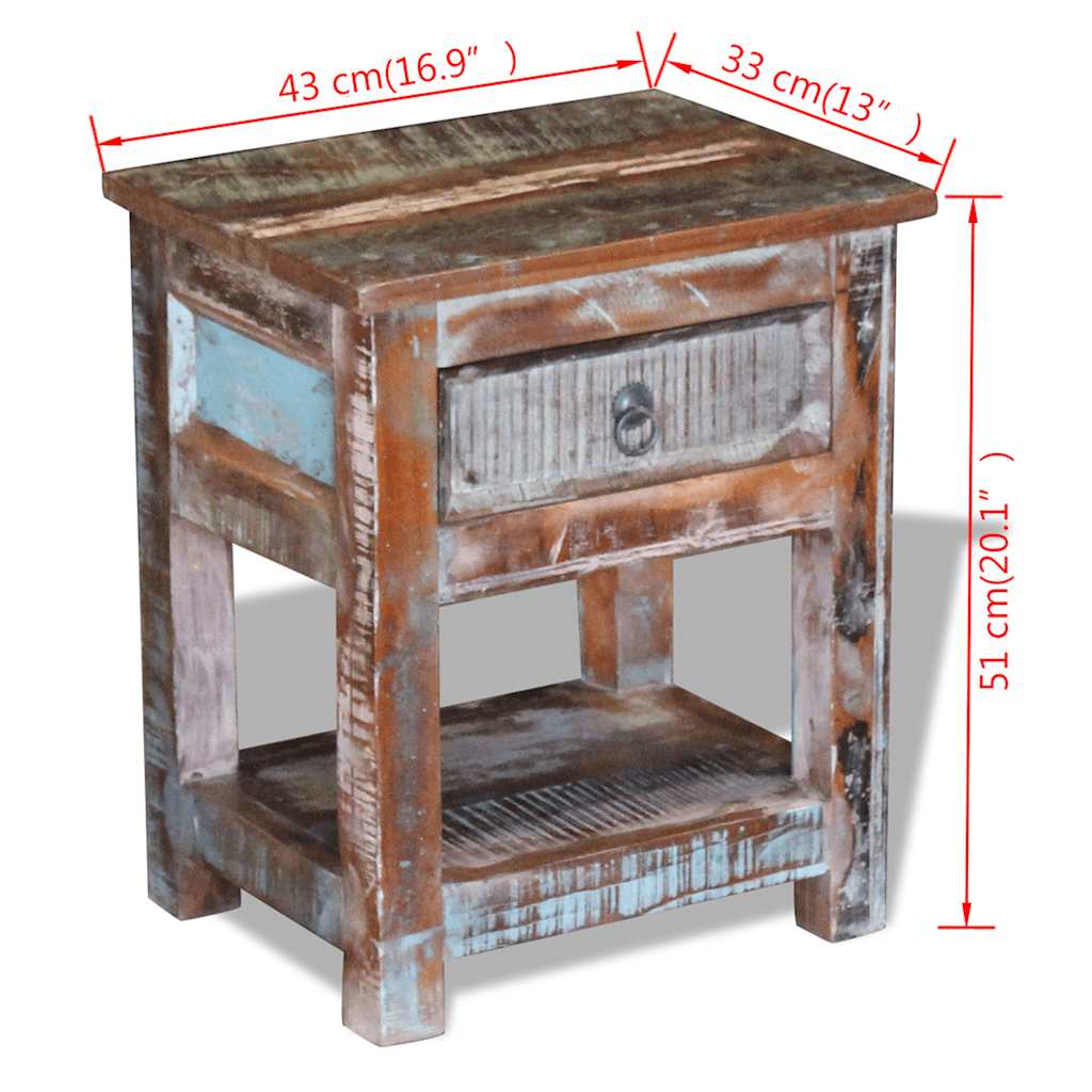 Side Table | Multicolour | Solid reclaimed wood | Compact | Side Table