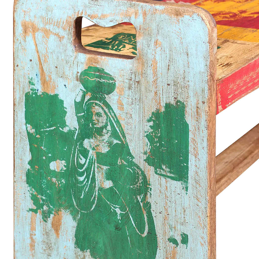 Bench | Multicolour | Solid reclaimed wood | 100x30x50 cm | Durable