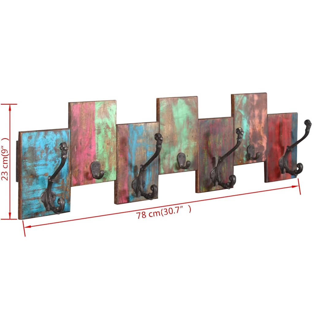 Coat Rack | Multicolour | Solid reclaimed wood | Standard | Hooks