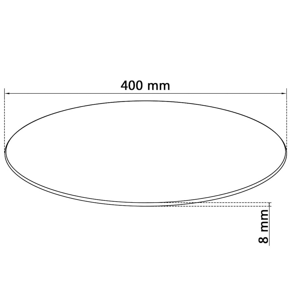 Table Top | Transparent | Tempered Glass | 400 mm | Durable | Round