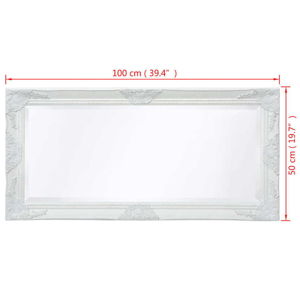 Wall Mirror | White | Wood, Glass, Engineered Wood | 100x50 cm