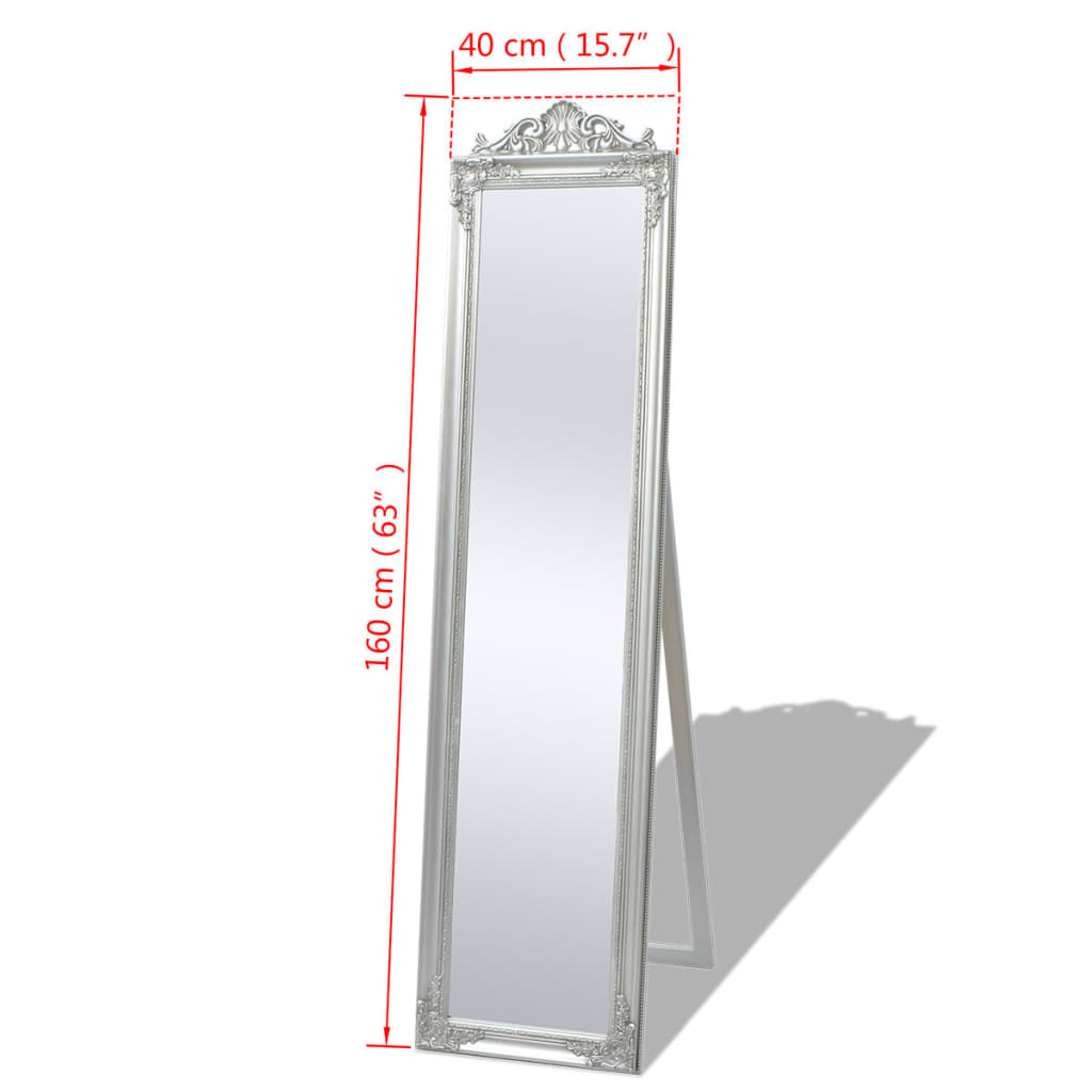 Free-standing Mirror | Silver | Wood, Glass, Engineered Wood