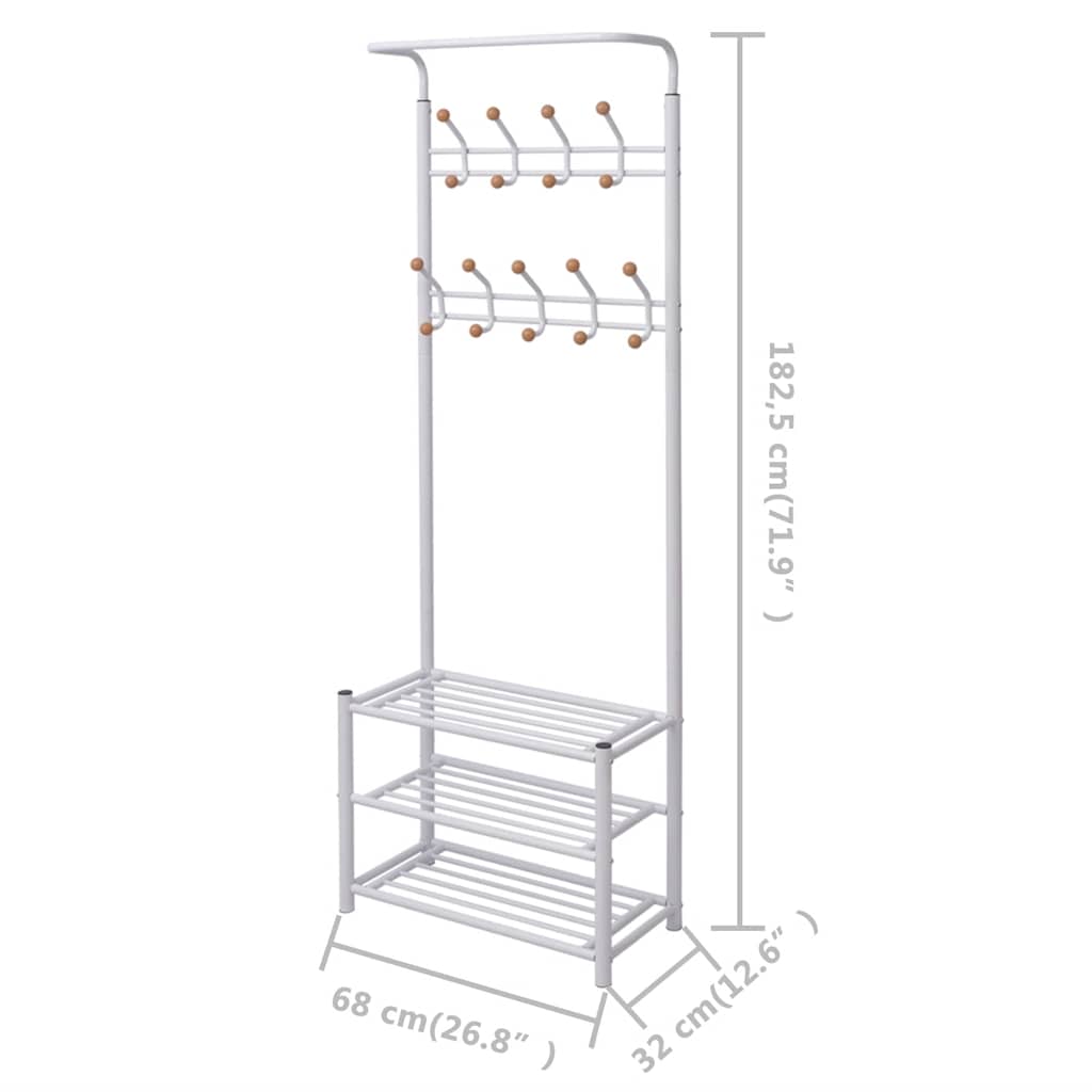 Clothes Rack | White | Steel and Plastic | 68 x 32 x 182.5 cm