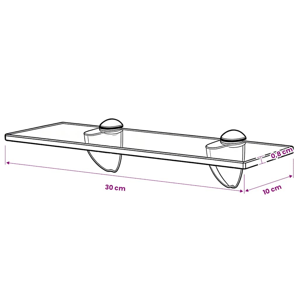 Floating Shelf | Clear | Tempered safety glass | Small | Floating Shelf