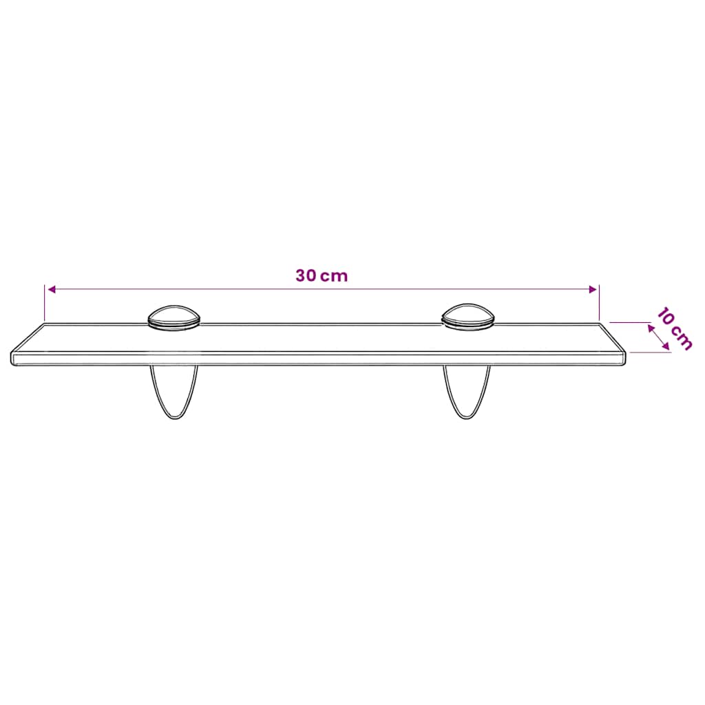 Floating Shelf | Frosted | Tempered safety glass | 30x10 cm