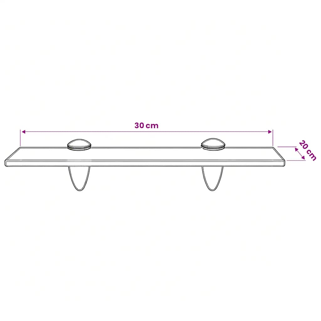 Floating Shelf | Clear | Tempered glass, Zinc alloy | 30x20 cm