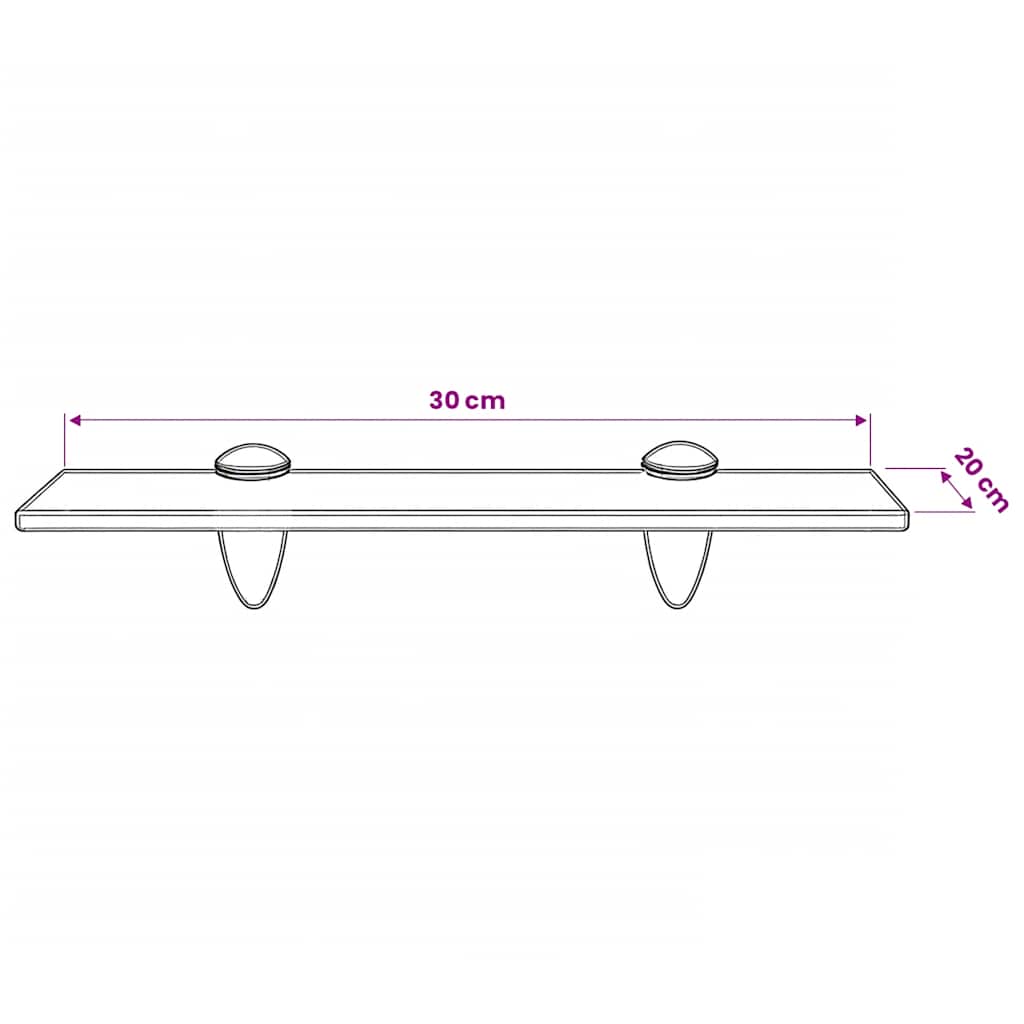 Floating Shelf | Black | Tempered safety glass | Small | Wall mounting