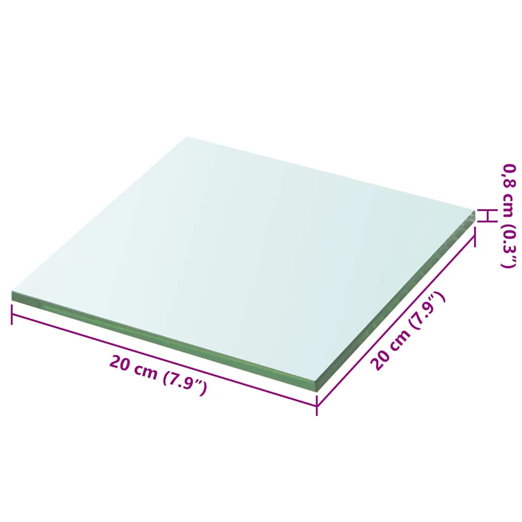 Glass Panel | Clear | Toughened glass | 20x20 cm | Durable | Glass Shelf