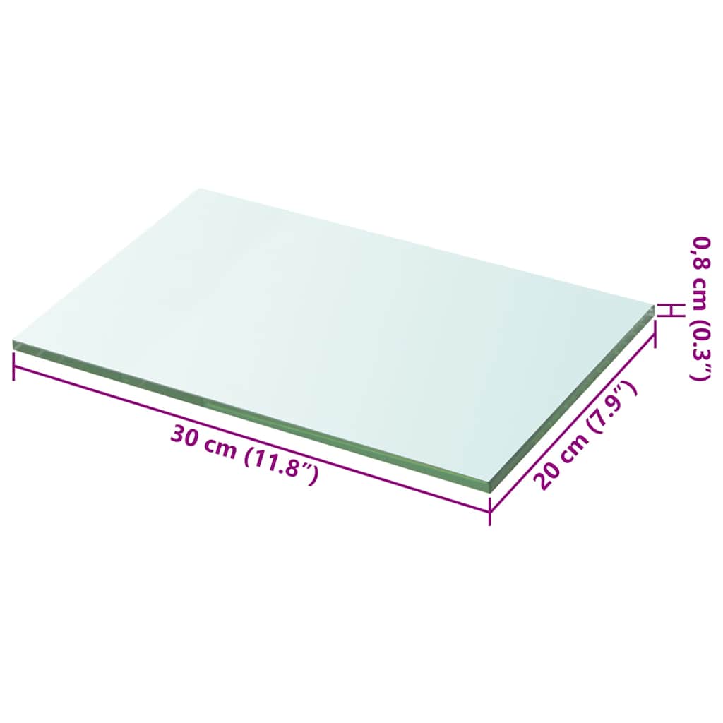 Glass Panel | Clear | Tempered glass | 20x30 cm | Durable | Glass Shelf