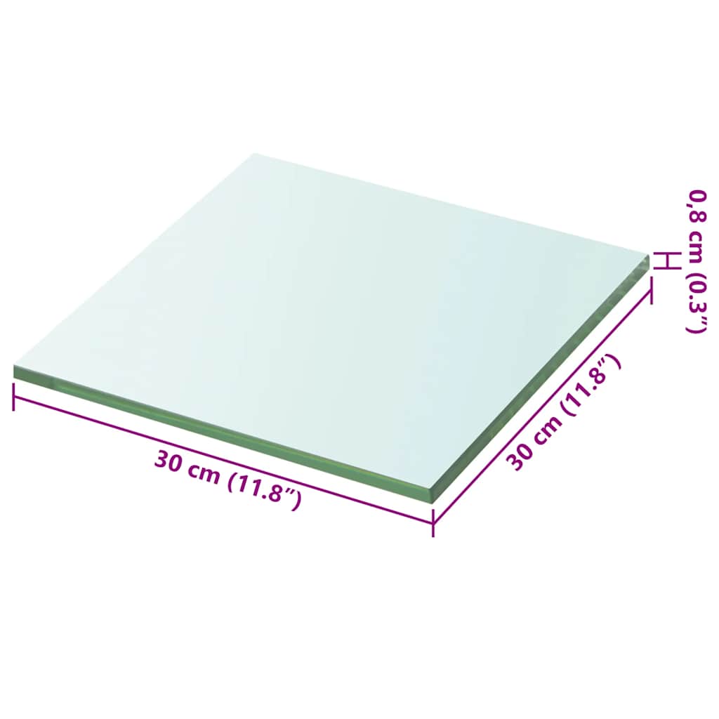 Glass Panel | Clear | Tempered glass | 30x30 cm | Glass Shelf Panel