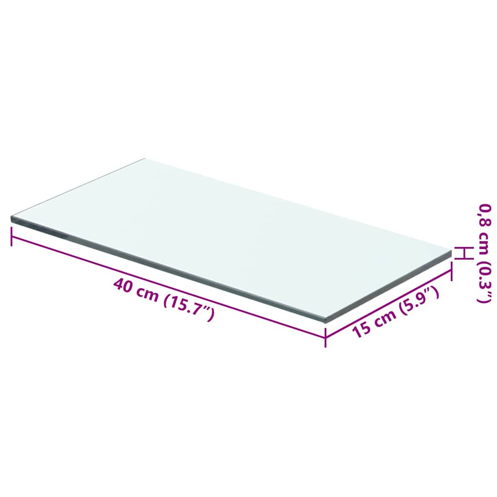 Glass Panel | Clear | Tempered glass | 40 x 15 cm | Glass Shelf Panel