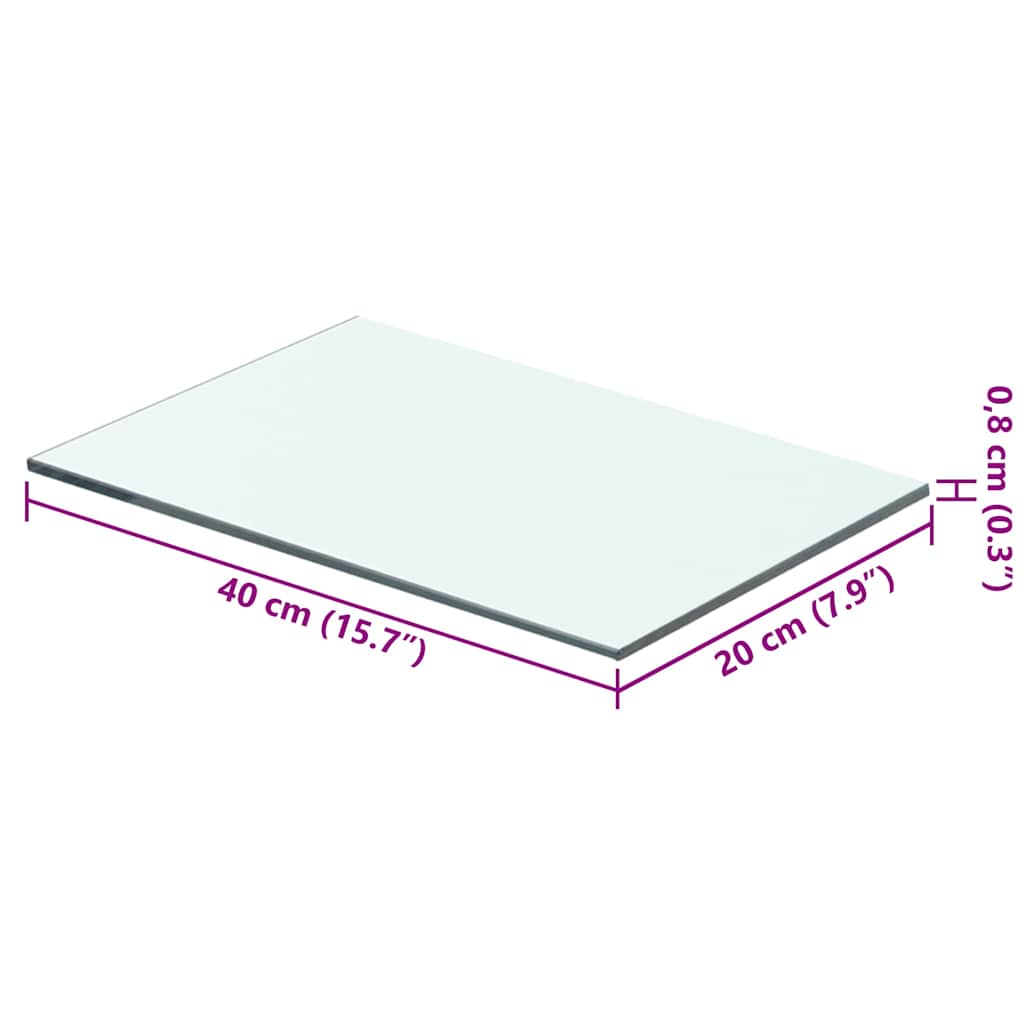 Glass Panel | Clear | Tempered glass | 40x20 cm | Glass surface