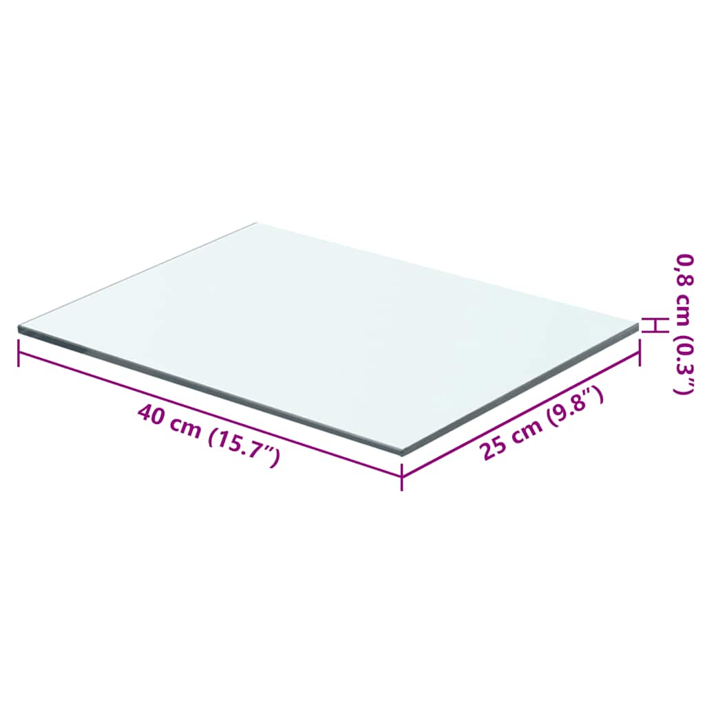 Glass Panel | Clear | Tempered Glass | 40x25 cm | Durable | Glass Shelf