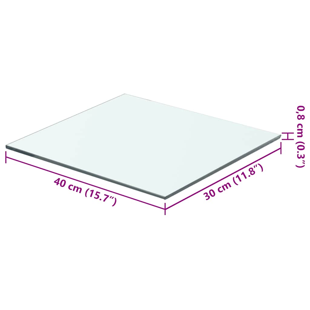 Glass Panel | Clear | Tempered Glass | 40 x 30 cm | Durable | Glass Shelf