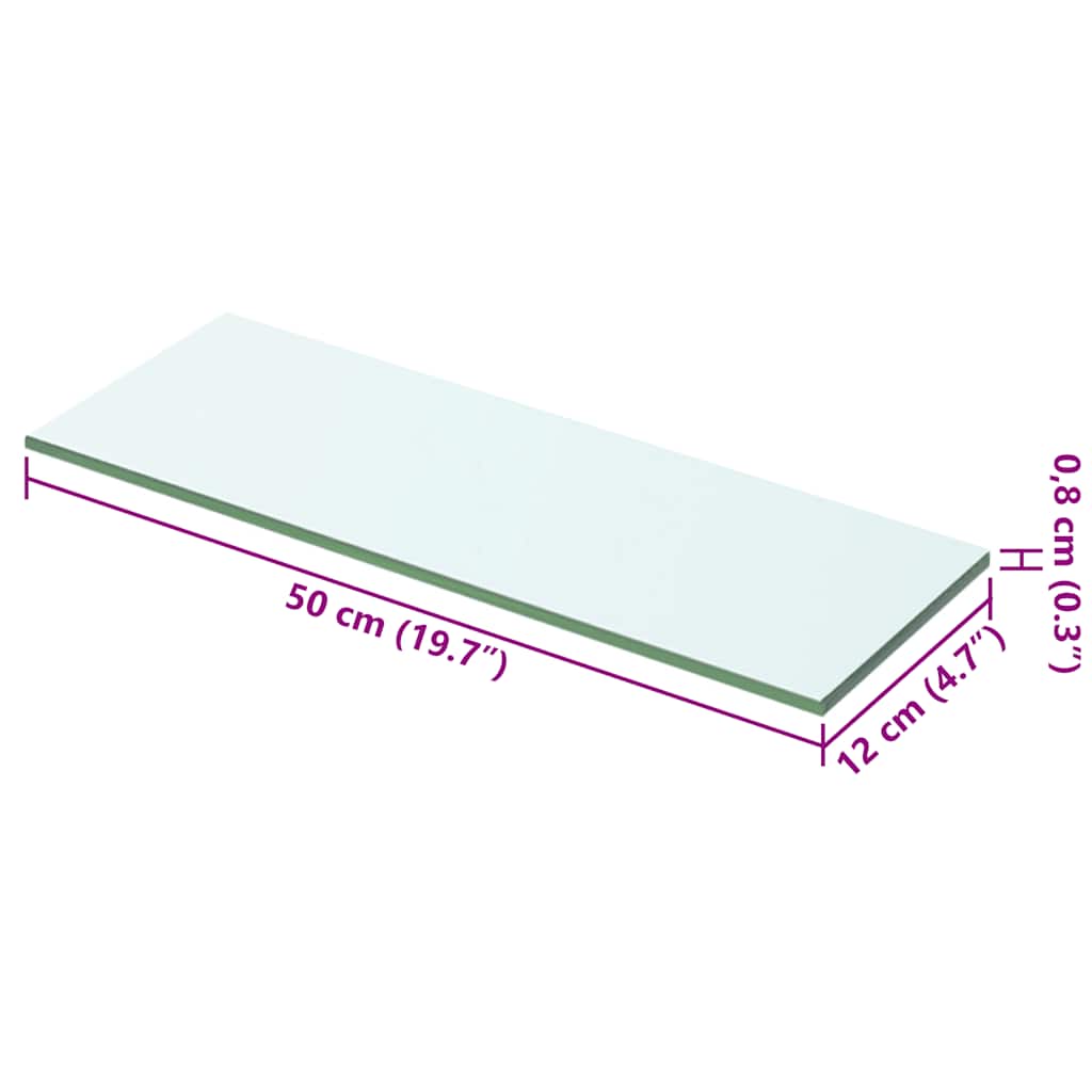 Glass Panel | Clear | Tempered glass | 50x12 cm | Glass Shelf